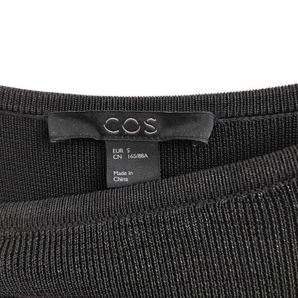 COS Black Metallic Shimmer Long Sleeve Tunic Shift Dress Small - Picture 5 of 6